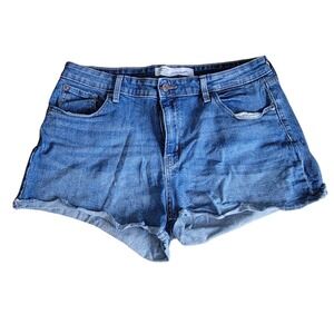 Signature Levi Strauss High Rise Denim Shorts Frayed Hem‎ Blue Size 14